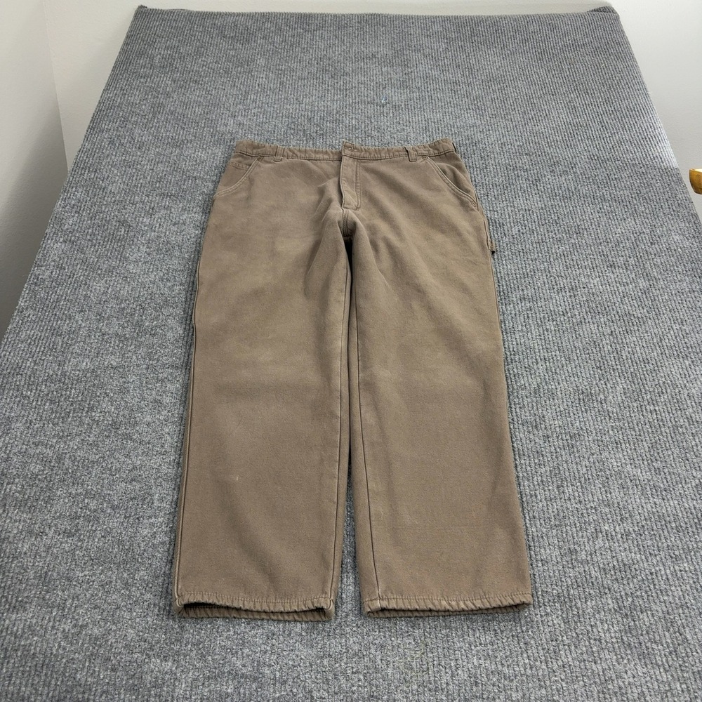 Stanley Carpenter‎ Pants Mens 38x30 Brown Polyester Fleece Lined Workwear Style